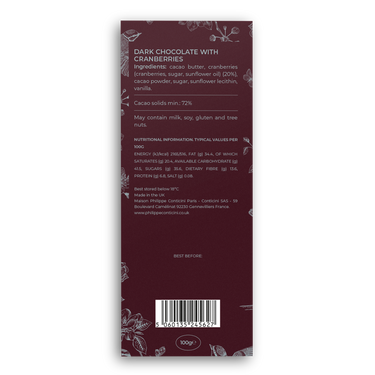 Chocolat Noir Cranberry 72%